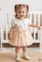 Baby Girl Beige Strappy Tutu Skirt and Floral Embroidered Blouse Set