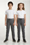 Children's Ribbed Waistband Fully Elastic Canvas Fabric Casual and School Pants Smoked