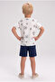 Boy's Printed Combed Cotton Shorts Set Navy Blue - 4