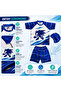 Boy's Blue Lightning Patterned Swimsuit Set 3 Piece T-Shirt Shorts Cap - 3