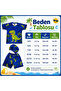 Boys Dinosaur Patterned Swimwear Set 3 Pieces Uv Protection T-Shirt Shorts Cap Blue - 4