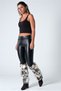 White Brown Patterned Furry Plush Leggings - 2