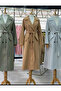 Lined Belted and Buttoned Premium Hijab Coat - 7
