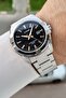 Silver Color Men's Wristwatch with Rose Rose Dial and Black Band - 2