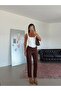 Elastic Waist Striped Trousers - Bitter Coffee - 3