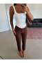 Elastic Waist Striped Trousers - Bitter Coffee - 2