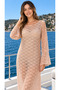 Ecru Transparent Textured Long Sleeve Maxi Dress – Boat Neck, Flounce Sleeve Detailed Summer Chic Dress 7958 - 2