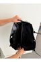 Women's Shiny Black Large Volume Faux Leather Shoulder and Shoulder Bag with Magnetic Closure Daily Tote Bag - 8