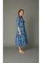 Geometric Patterned Shirt Dress Foldable Sleeve Layered Skirt Blue White Midi Dress - 7