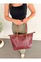 Women's Burgundy Large Shoulder Bag with Zipper, Faux Leather Tote Bag – Large Capacity, Suitable for Daily, Work, and Office Use, Laptop and Tablet Bag - 5