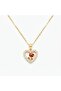 Zircon Stone Heart Red Rose Design Steel Necklace - Gift Boxed