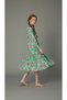 Floral Patterned Shirt Dress Long Sleeve Ruffle Hem Green Pink Midi Summer Dress - 3