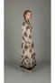 Damask Patterned Maxi Dress, High Collar, Long Sleeves, Buttoned, Beige Black, Loose Viscose Dress - 7
