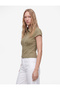 Short Sleeve Classic Collar Zipper Slim Fit Crop Corset Blouse - 2