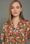 Floral Patterned Maxi Dress with Placketed Collar, Balloon Sleeves, Layered Skirt, Mustard Green Summer Dress - 2