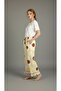 Combed Cotton Double Set Floral Printed Ecru T-Shirt Daisy Patterned Yellow Ruffle Hem Pants - 6