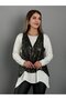 Women Snake Pattern Zipper Detail Vest and Asymmetrical Cut Blouse Loose Double Suit - 2