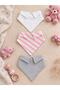 (3 Pcs) 100% Cotton Fabric Double Layer Snap Fastener Polo Collar Special Design Baby Drool Bib & Scarf Set - Pink - 3
