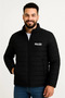 Men's Micro Water Repellent Quilted B Printed Lined Zippered Bomber Jacket - Black - 4