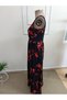 Women's strappy, crossover neck, wide cut, detailed slit, long supreme dress - 6