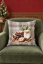 Winter Themed Decorative Throw Pillow Cover, Plaid Patterned and Cookie Figured Velvet 43X43 cm - 5