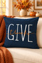 Give Thanks Patterned Autumn Themed Decorative Throw Pillow Cover 43X43 cm - 2
