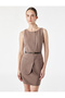 Belt Detailed Sleeveless Crew Neck Layered Mini Dress - 2