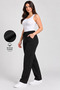 Curve Large Size Compact Two Thread Cotton Fabric Elastic Waist with Pockets to Shaping / Sculpting Black Pants - 5