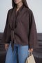 Women's Bitter Brown Suede Jacket with Lace Detail - 4