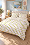 Double Size Mimosa Floral and Striped Cotton Duvet Cover Set - 2000X220 cm (Without Sheets)