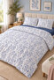 Blue Minimal Floral Pattern Cotton Double Duvet Cover and 2 Pillowcases - 5