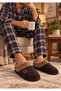 Men's Brown Luxury Home Shoes Corduroy Inside Plush Non-Slip Sole Winter Home Shoes - 3