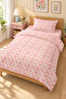Single Duvet Cover Set - Pink Watercolor Floral Pattern Cotton Zippered Duvet Cover Set - 8