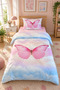 Double Sided Butterfly Patterned - Printed Single Duvet Cover Set - 3