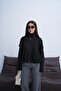 Women's Black Oversize Bomber Jacket - 5