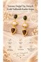 Verona Natural Stone Detailed Gold Dangle Women's Earrings - 4