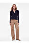 Long Sleeve Polo Collar Hair Braided Knitwear Sweater