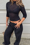 New Season Ribbed Collar Cotton Stretchy Transparent Blouse - 2