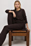 Beli Shawl Modal Blouse Trousers Set Lby0073 Aci Brown - 2