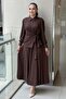 Shirt with Belt Accessories and Ribbed Skirt Set - 2