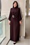 Evening Dress with Stone Buckle Accessories