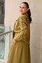 Crochet Knitwear Straw Accessory Detailed Linen Set with Shirt and Pleated Skirt - 3