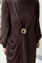 Cross Draped Evening Dress with Spreading Stones and Accessory Detail - 5