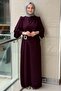 Evening Dress with Stone Buckle Accessories - 2