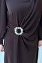 Evening Dress with Stone Buckle Accessories - 5