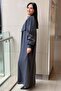 Scarf Collar Shoulder Button Detailed Dress with Belt Buttons - 2