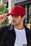 Red Flat Baseball Cap with Velcro on the Back, Adjustable Unisex Cap – Casual Sports Basic Model Hat - 2
