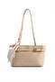Women's Shoulder Bag with Mink Belt and Scarf Detail - 4