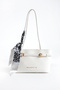 Women's Shoulder Bag with White Belt and Scarf Detail - 2