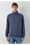 Half-Zip Navy Blue Basic Sweatshirt 0S10278-70759 - 3